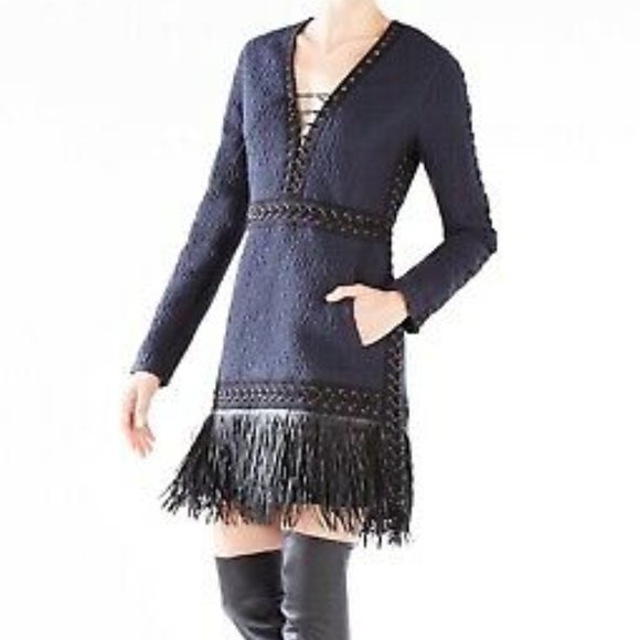 BCBG MAXAZRIA RUNWAY KAYDAN DRESS DEEP NAVY $898 - Picture 6 of 9